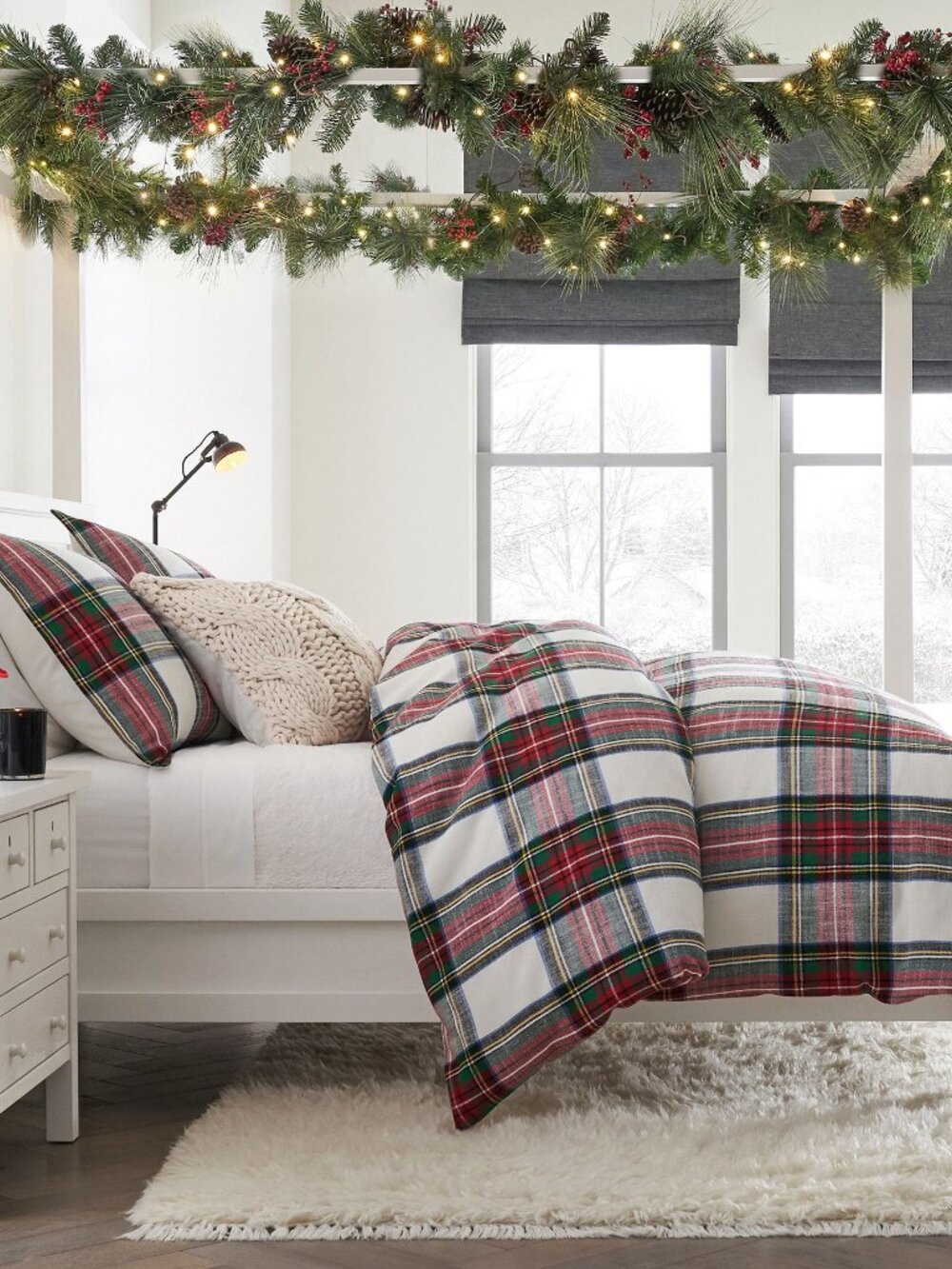 Pottery Barn Stewart Plaid Cotton Duvet Cover - KING